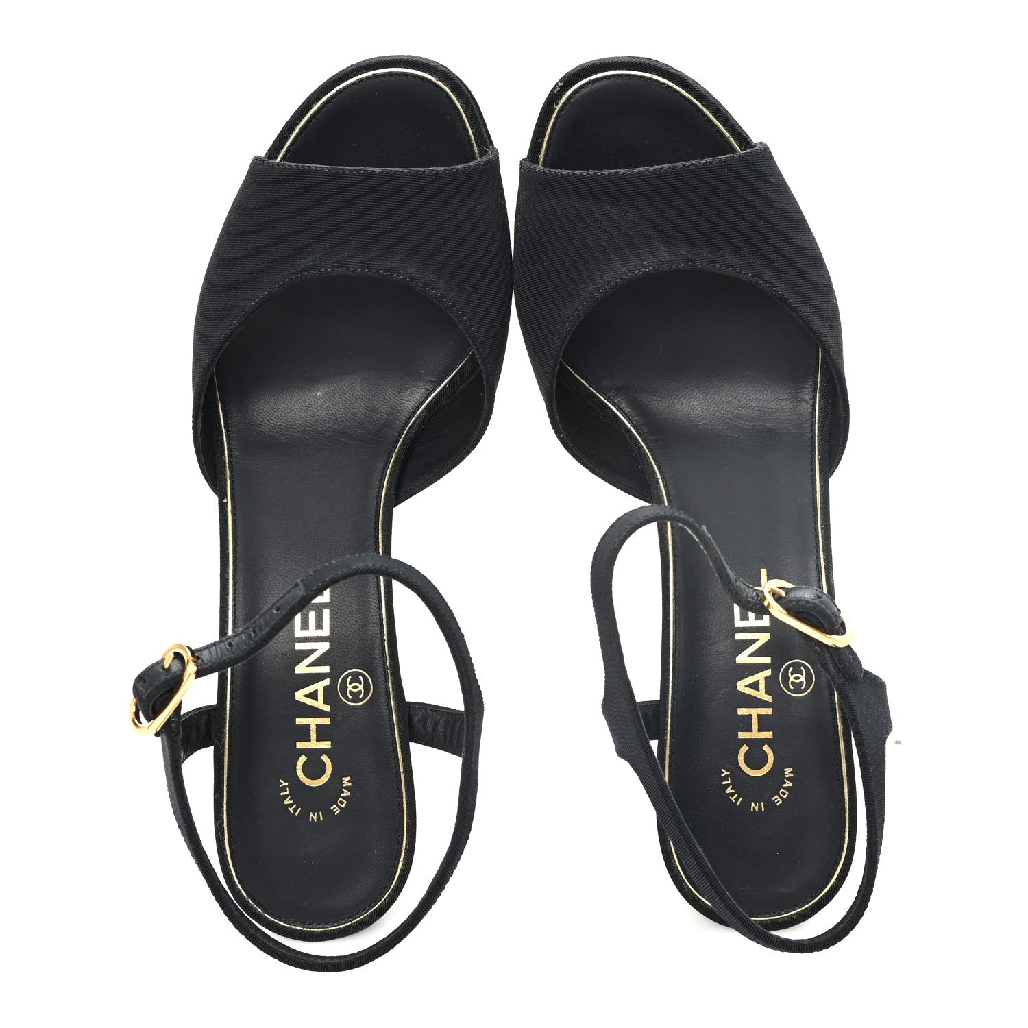 Chanel Grosgrain Pearl CC Wedge Sandals 38 Black 2 of 9