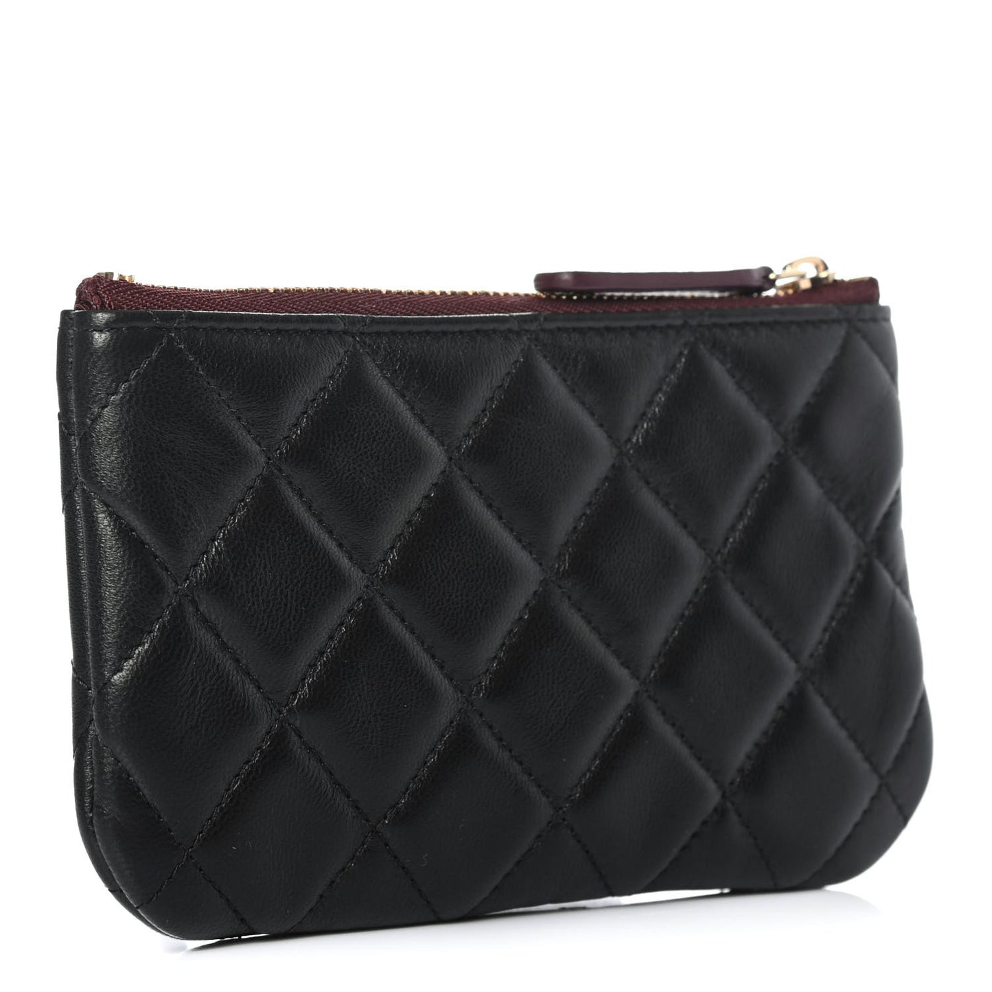 Lambskin Quilted Small Cosmetic Case Black