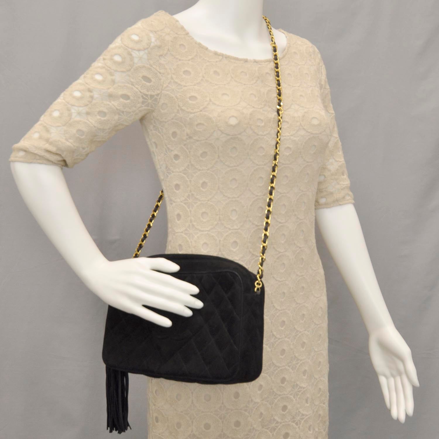 Chanel Suede Tassel Camera Case Black 2 of 11