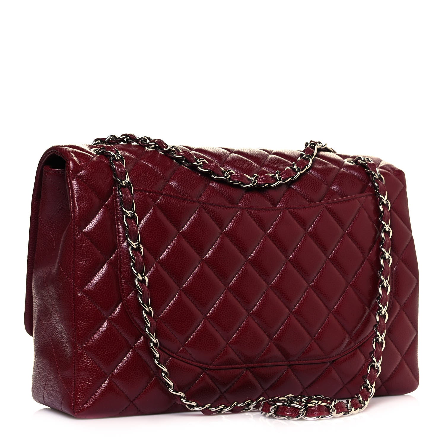 Chanel Caviar Quilted Maxi Single Flap Dark Red 2 of 15