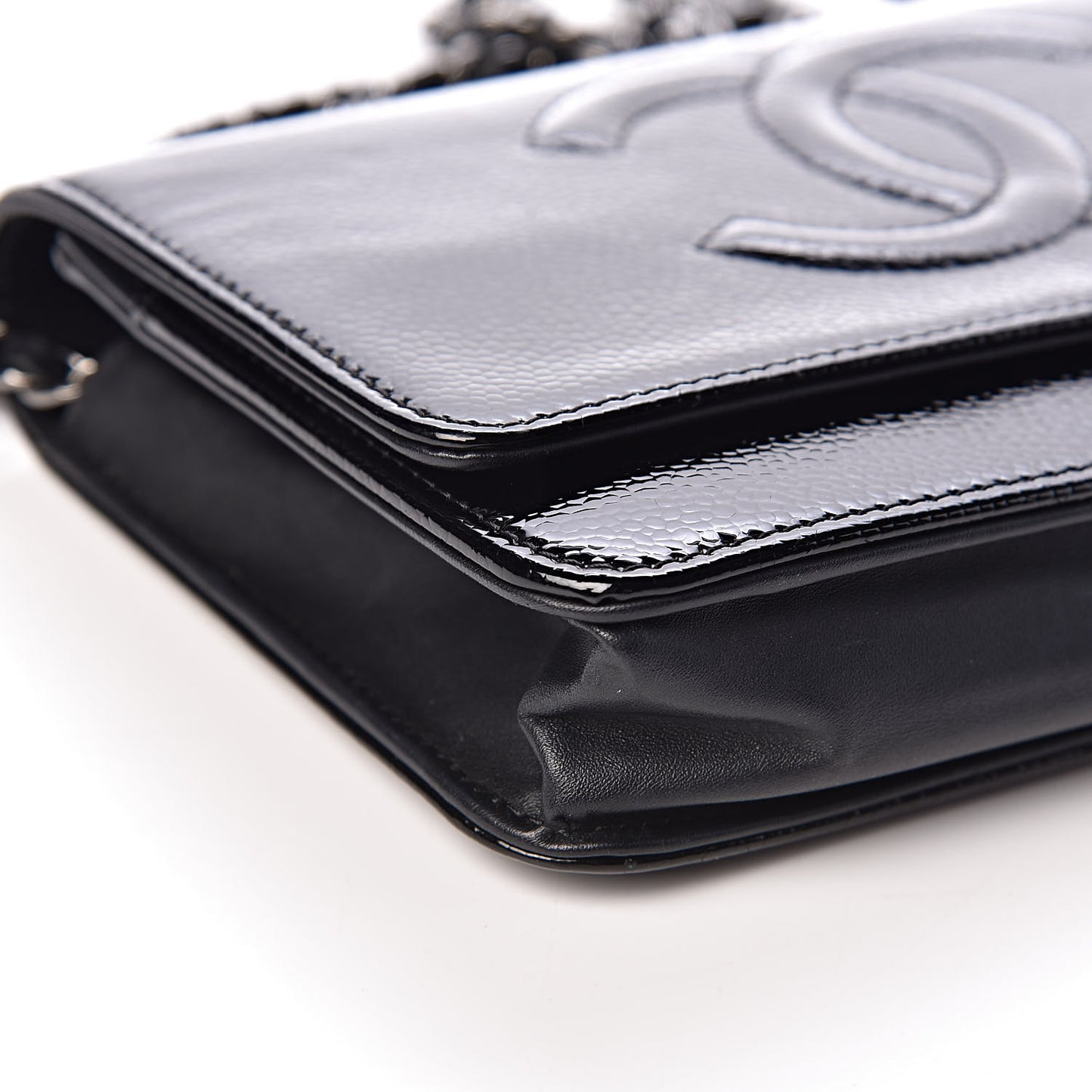 Patent Caviar Timeless CC Wallet on Chain WOC Black