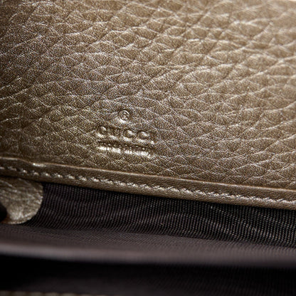Gucci Metallic Pebbled Calfskin Soho Zip Around Wallet Golden Beige 6 of 8