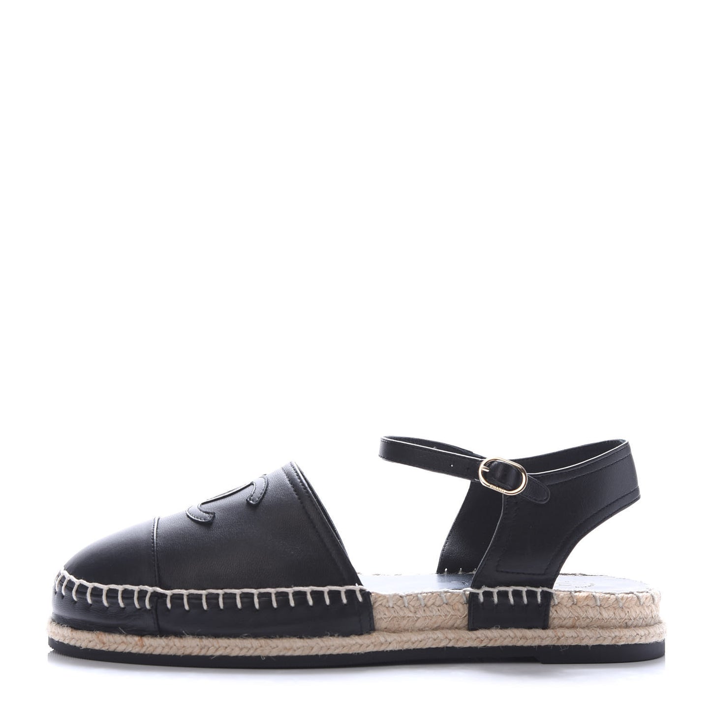 Lambskin CC Ankle Strap Espadrilles 40 Black
