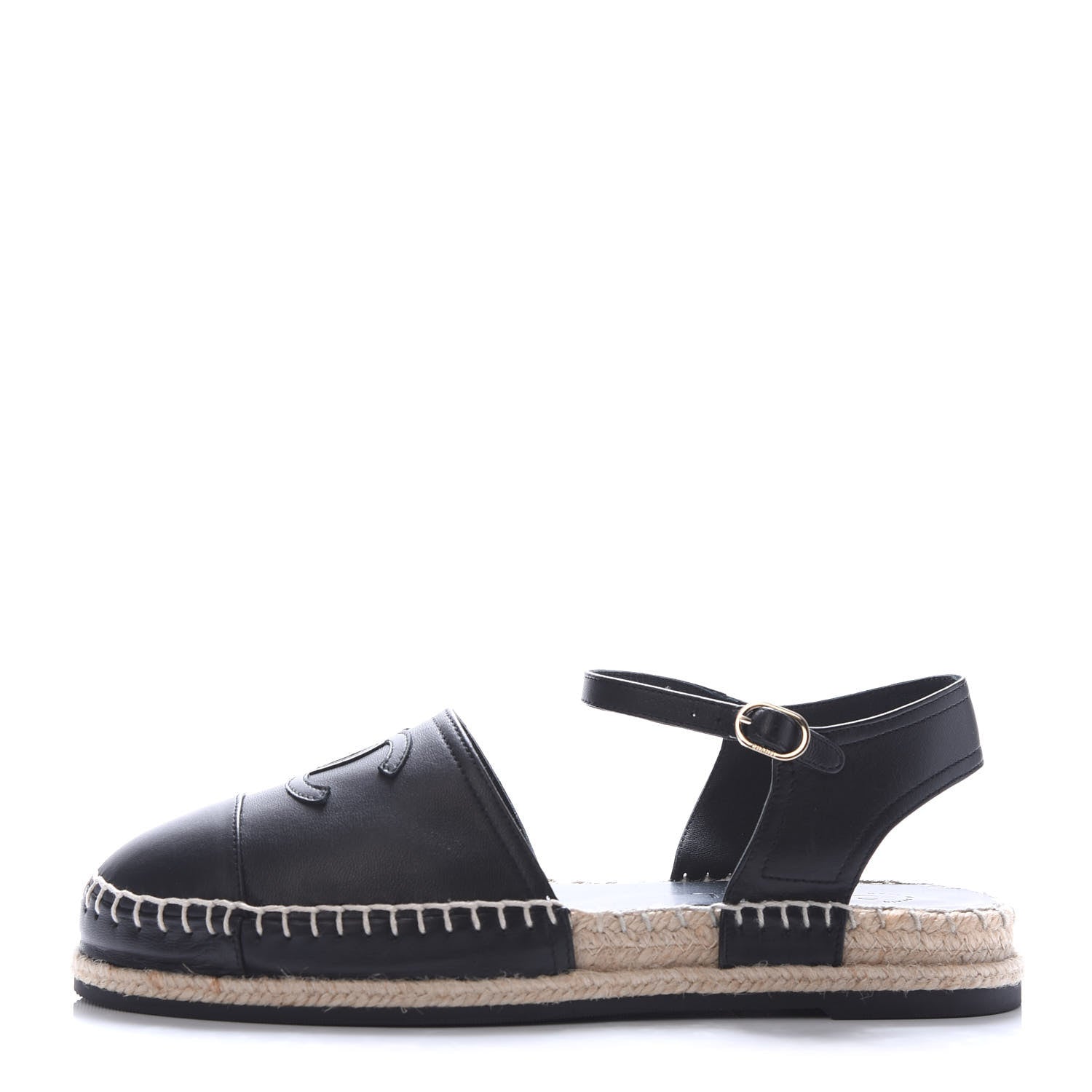 Chanel Lambskin CC Ankle Strap Espadrilles 40 Black 1 of 9