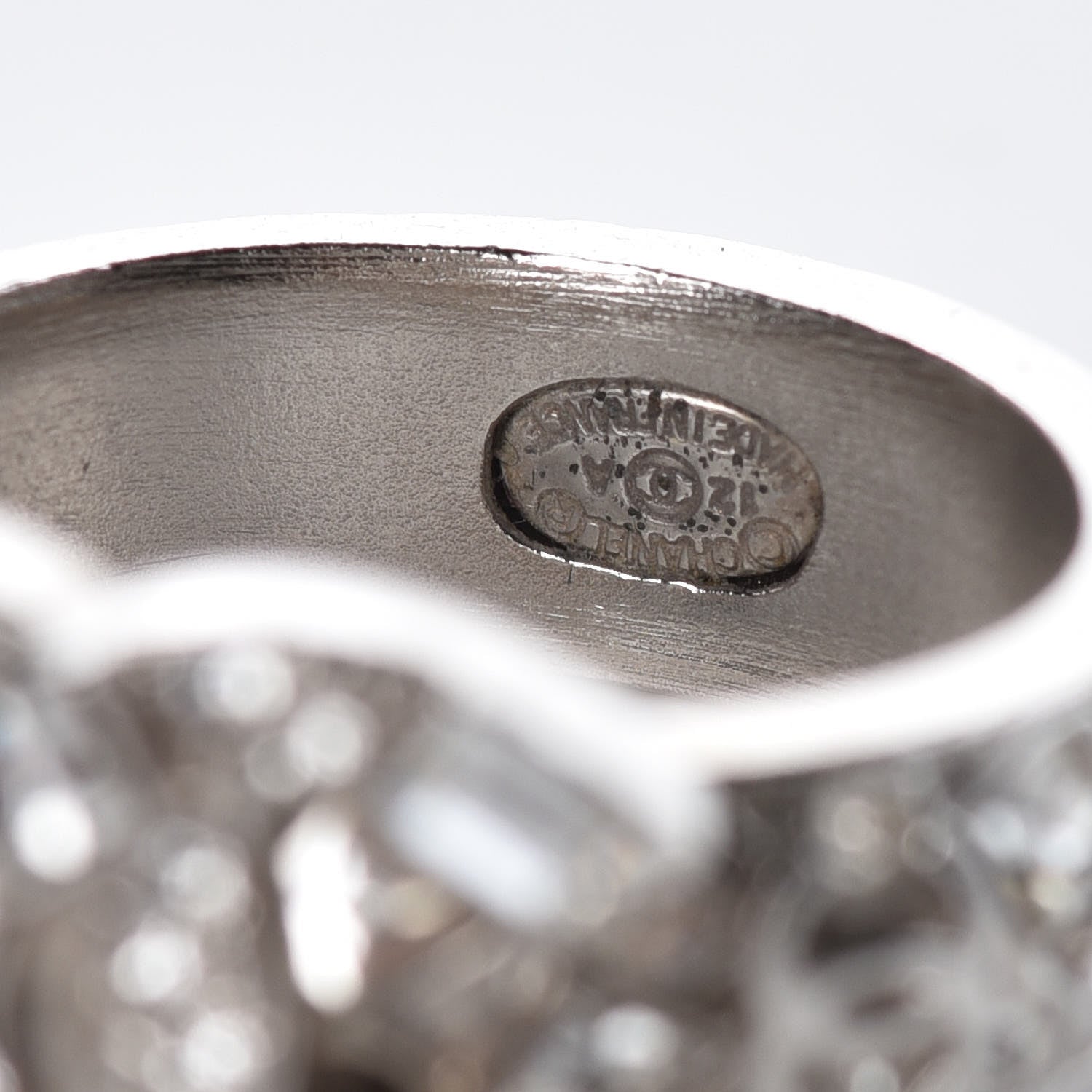 Chanel Crystal CC Ring 5.25 Silver 5 of 7