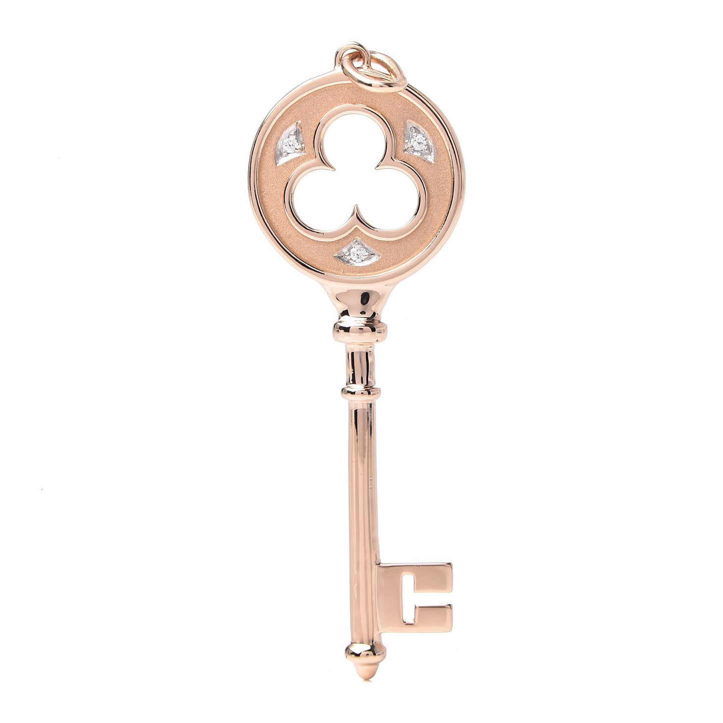 18K Rose Gold Diamond Clover Key Pendant