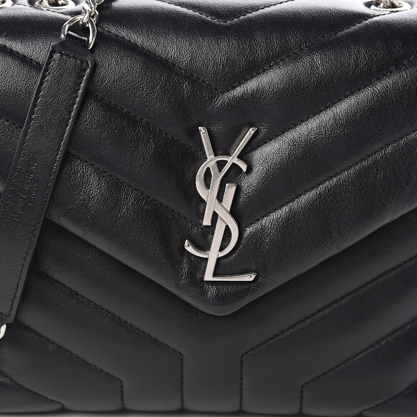 Calfskin Y Quilted Monogram Small Loulou Chain Satchel Black