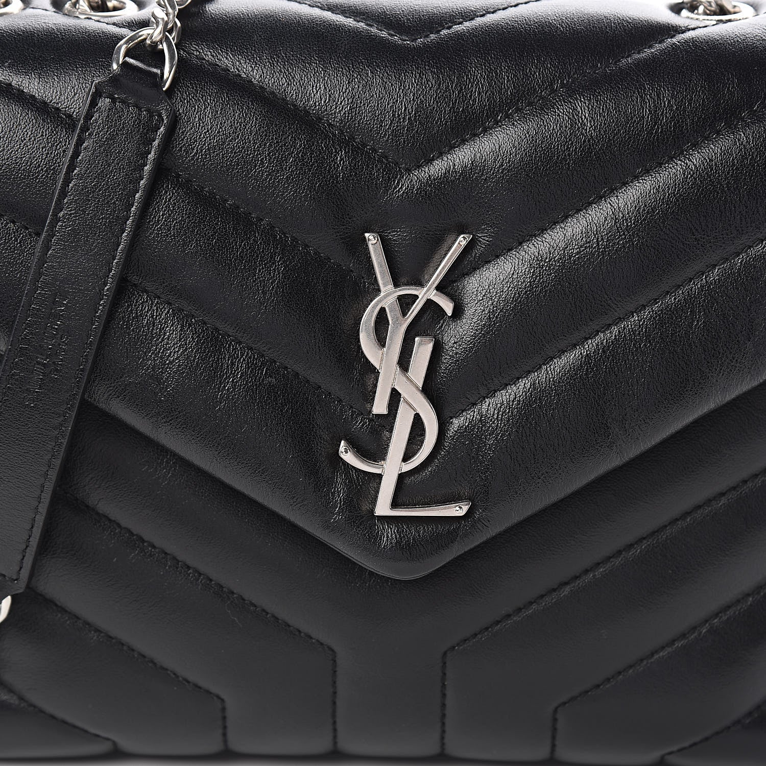 Saint Laurent Calfskin Y Quilted Monogram Small Loulou Chain Satchel Black 10 of 10