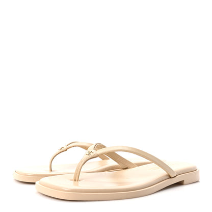 Chanel Goatskin CC Times Square Thong Sandals 38 Beige 4 of 9