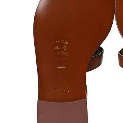 Louis Vuitton Calfskin Game On Playful Flat Sandals 37.5 Brown 8 of 10