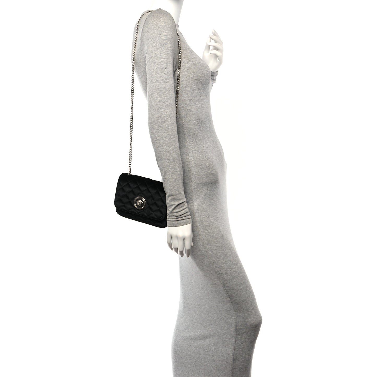Velvet Quilted Icon Crossbody Bag Black