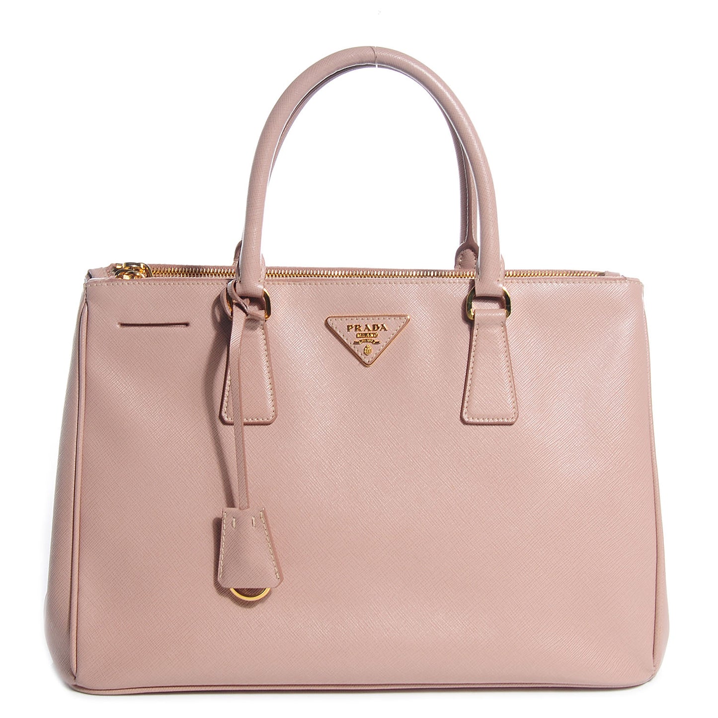 Saffiano Lux Medium Double Zip Tote Cammeo