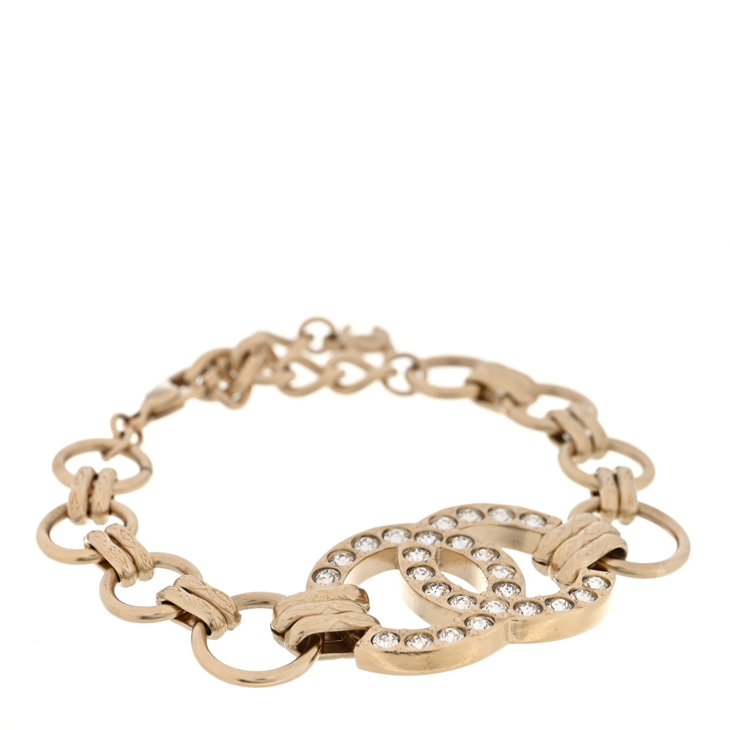 Chanel Crystal CC Link Bracelet Gold 1 of 5