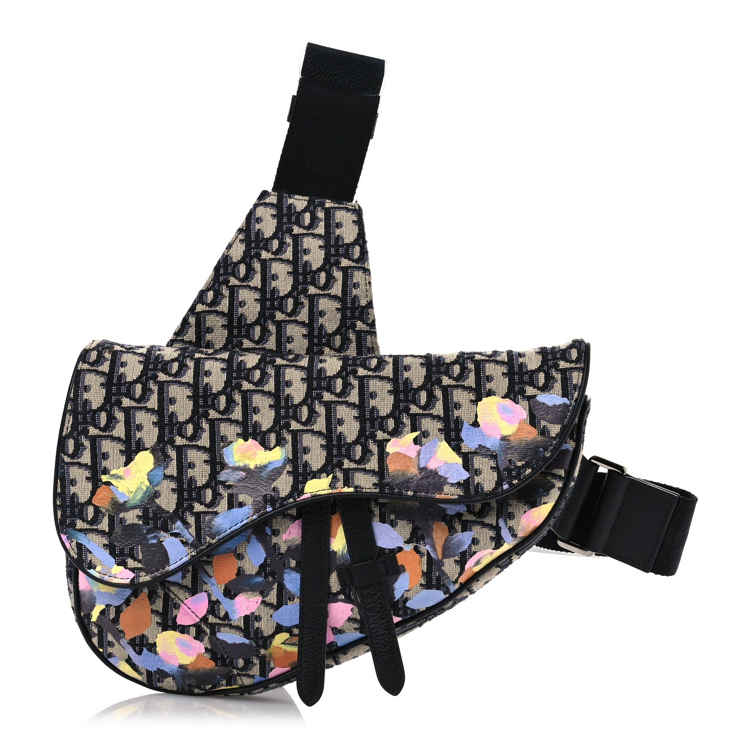 Christian Dior X ALEX FOXOTN Oblique Floral Print Mens Saddle Bag