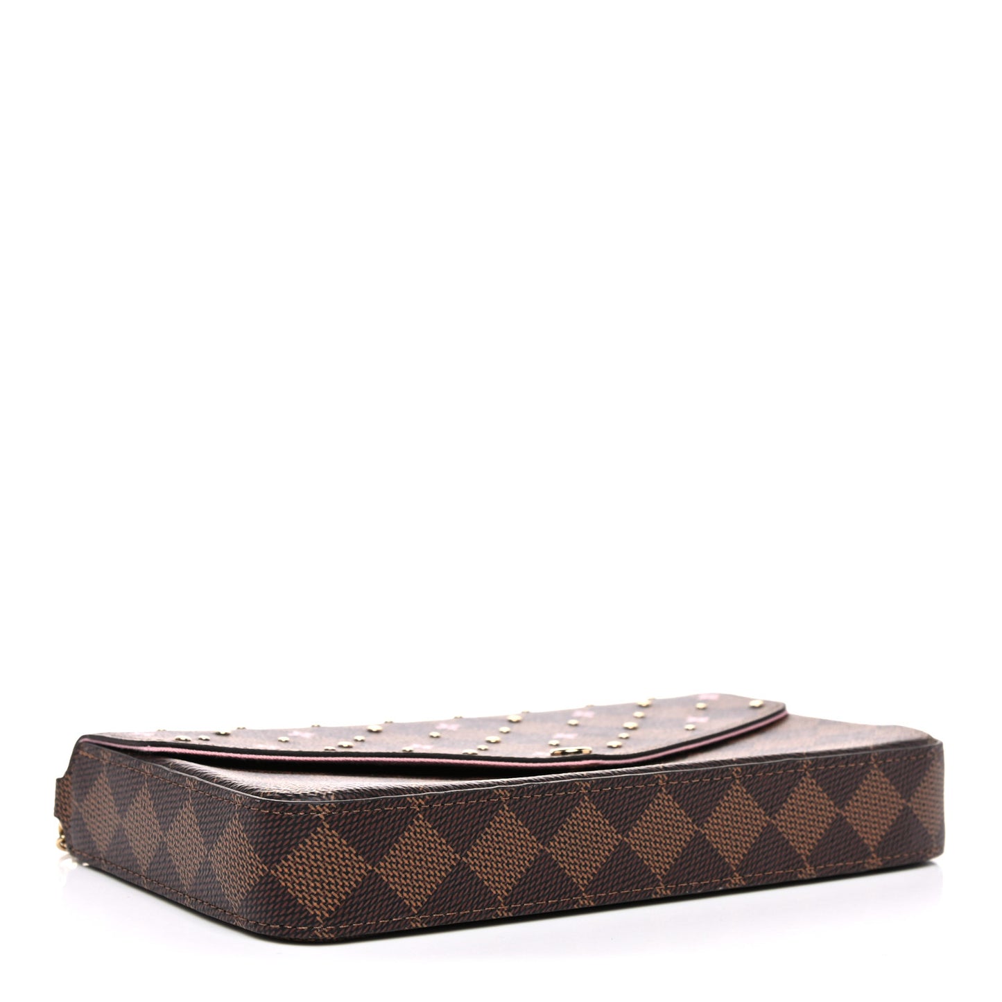 Damier Ebene Studded Pochette Felicie Chain Wallet