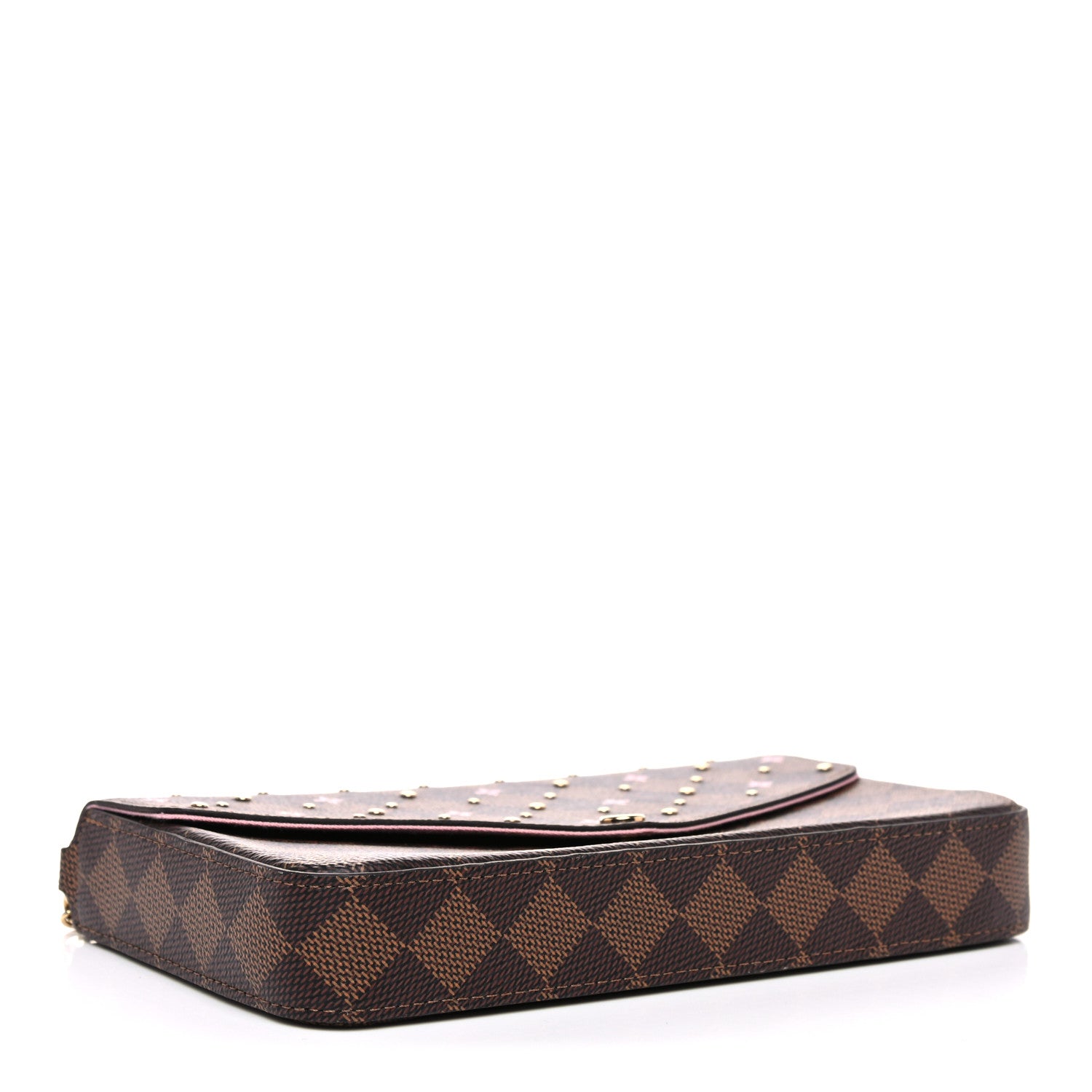 Louis Vuitton Damier Ebene Studded Pochette Felicie Chain Wallet 4 of 9