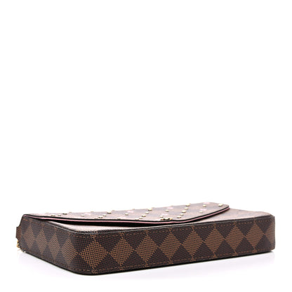 Louis Vuitton Damier Ebene Studded Pochette Felicie Chain Wallet 4 of 9