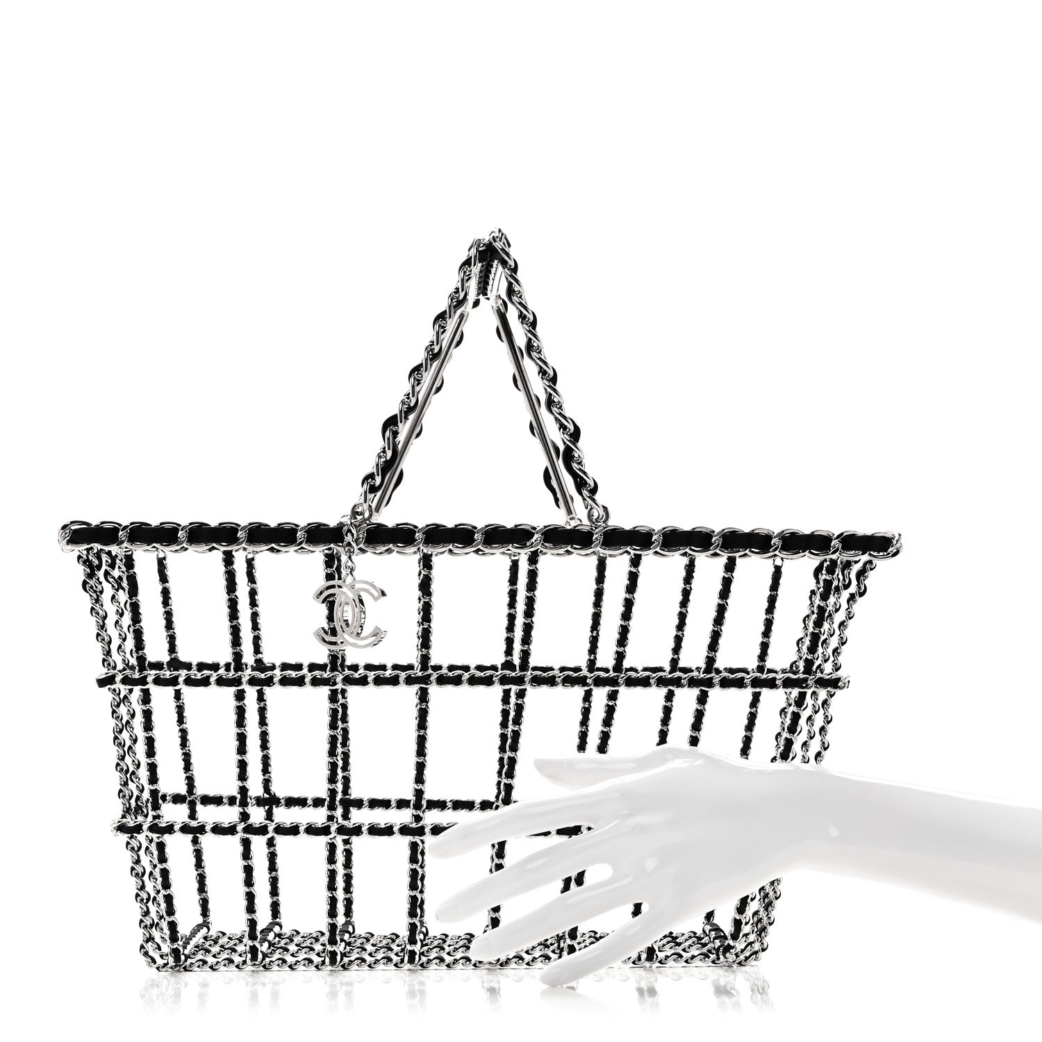 Chanel Brass Calfskin Medium Grocery By Chanel Shopping Basket Silver 2 of 8