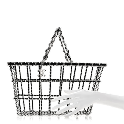 Chanel Brass Calfskin Medium Grocery By Chanel Shopping Basket Silver 2 of 8