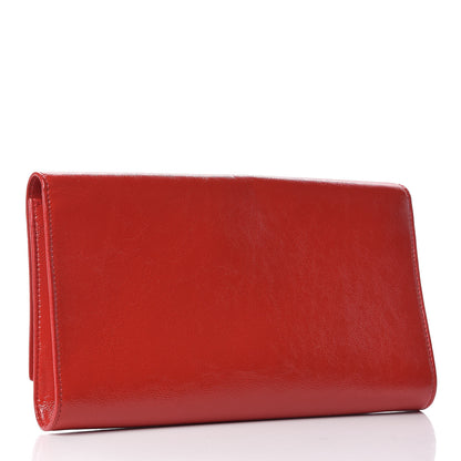 Saint Laurent Textured Patent Monogram Large Belle De Jour Clutch Red 3 of 8