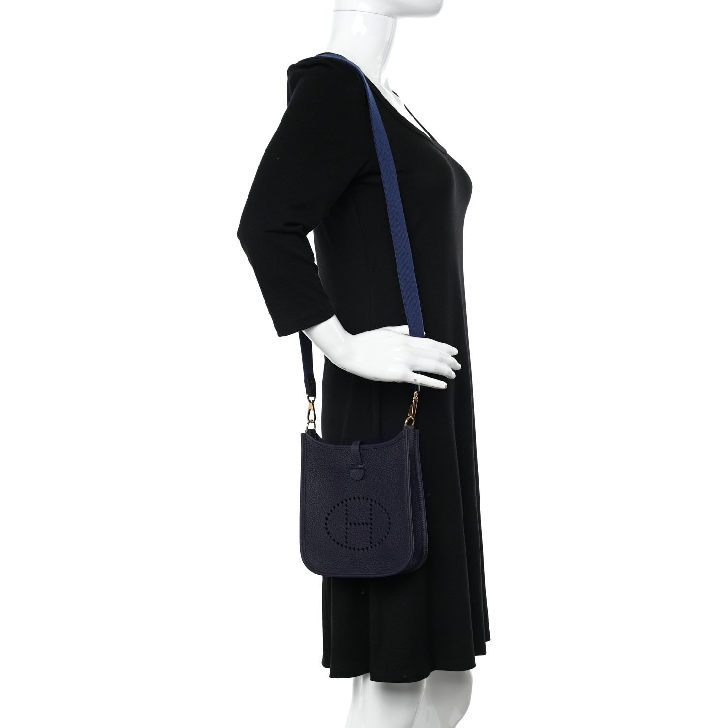 Hermes Taurillon Clemence Evelyne TPM Caban Bleu Saphir 2 of 11