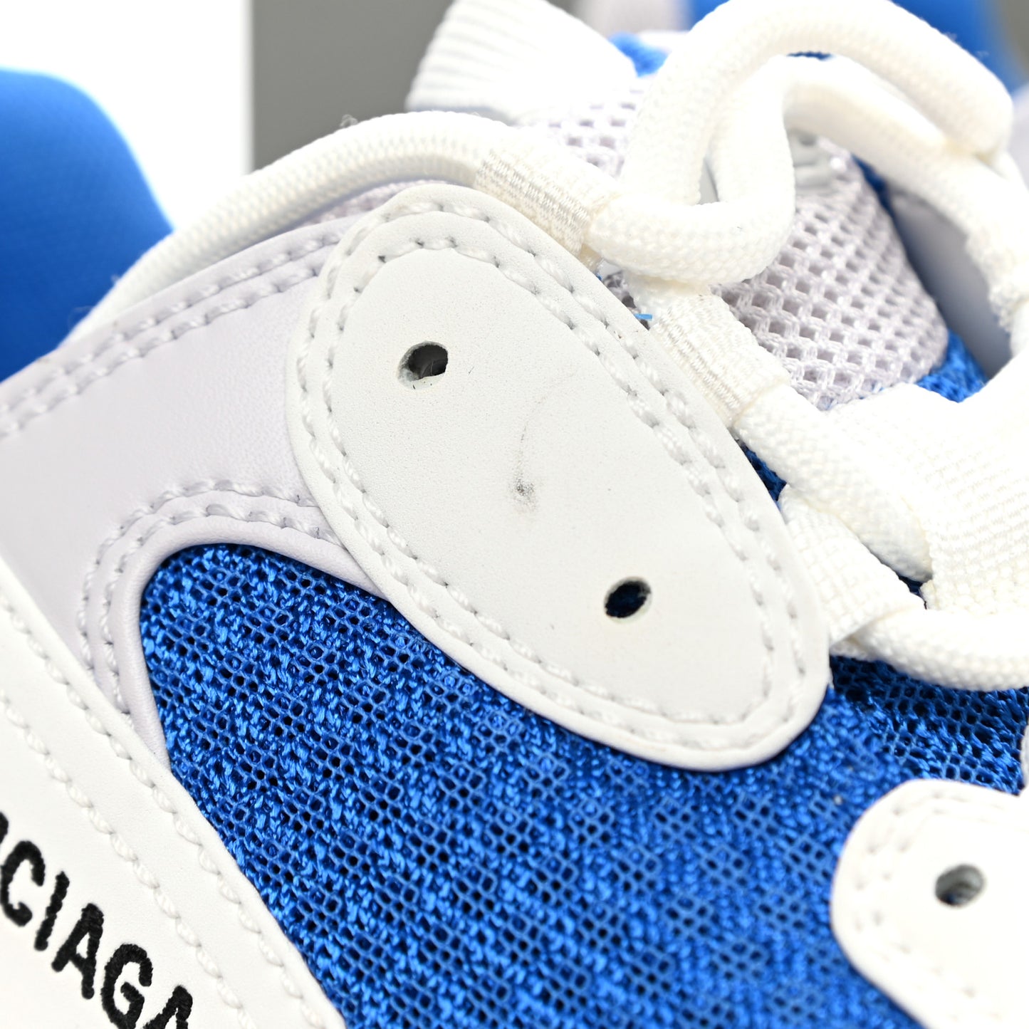 Fabric Mesh Clear Sole Mens Triple S Sneakers 42 White Blue Grey
