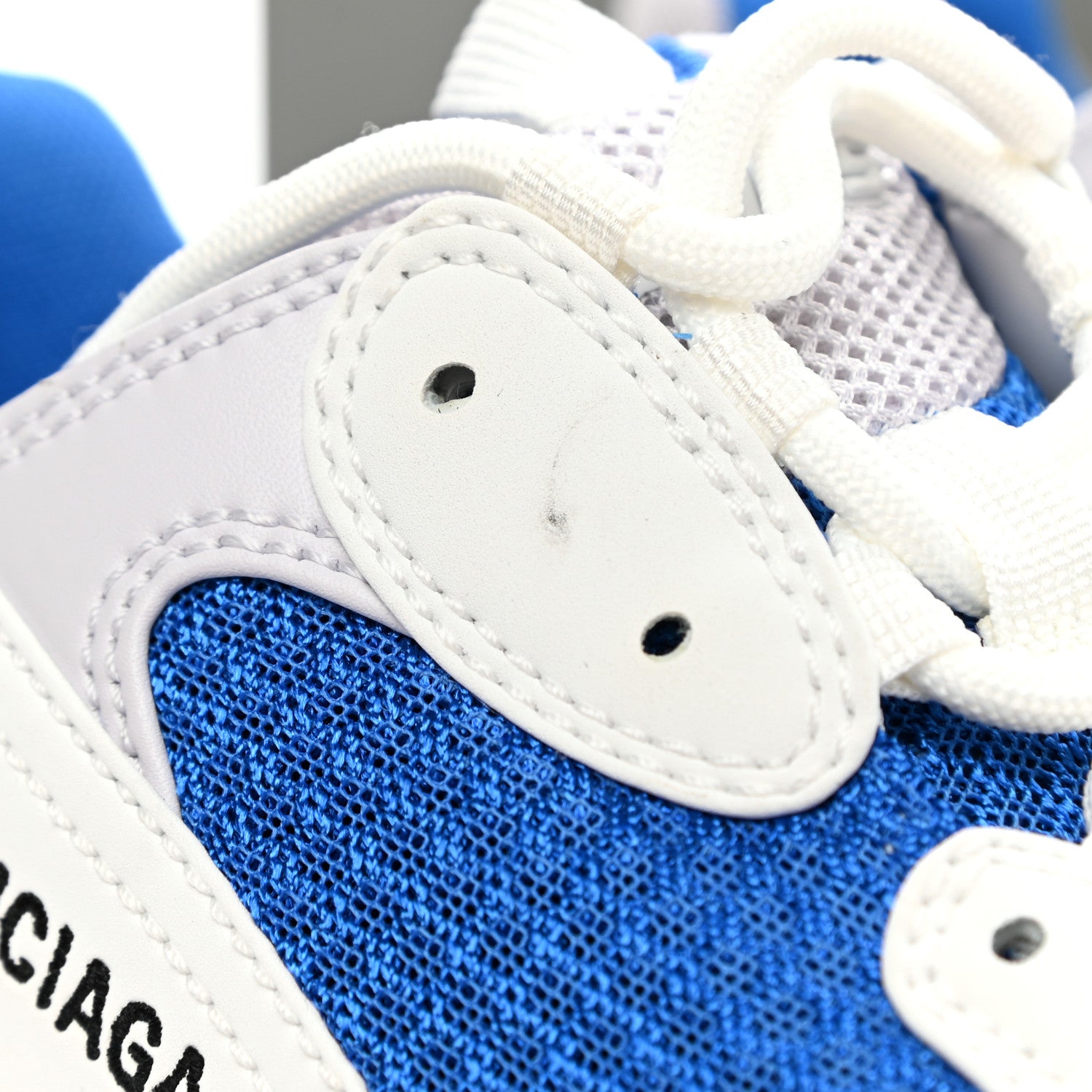 Balenciaga Fabric Mesh Clear Sole Mens Triple S Sneakers 42 White Blue Grey 10 of 11