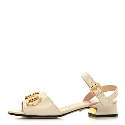 Gucci Nappa Horsebit Block Heel Sandals 36.5 Mystic White 1 of 8