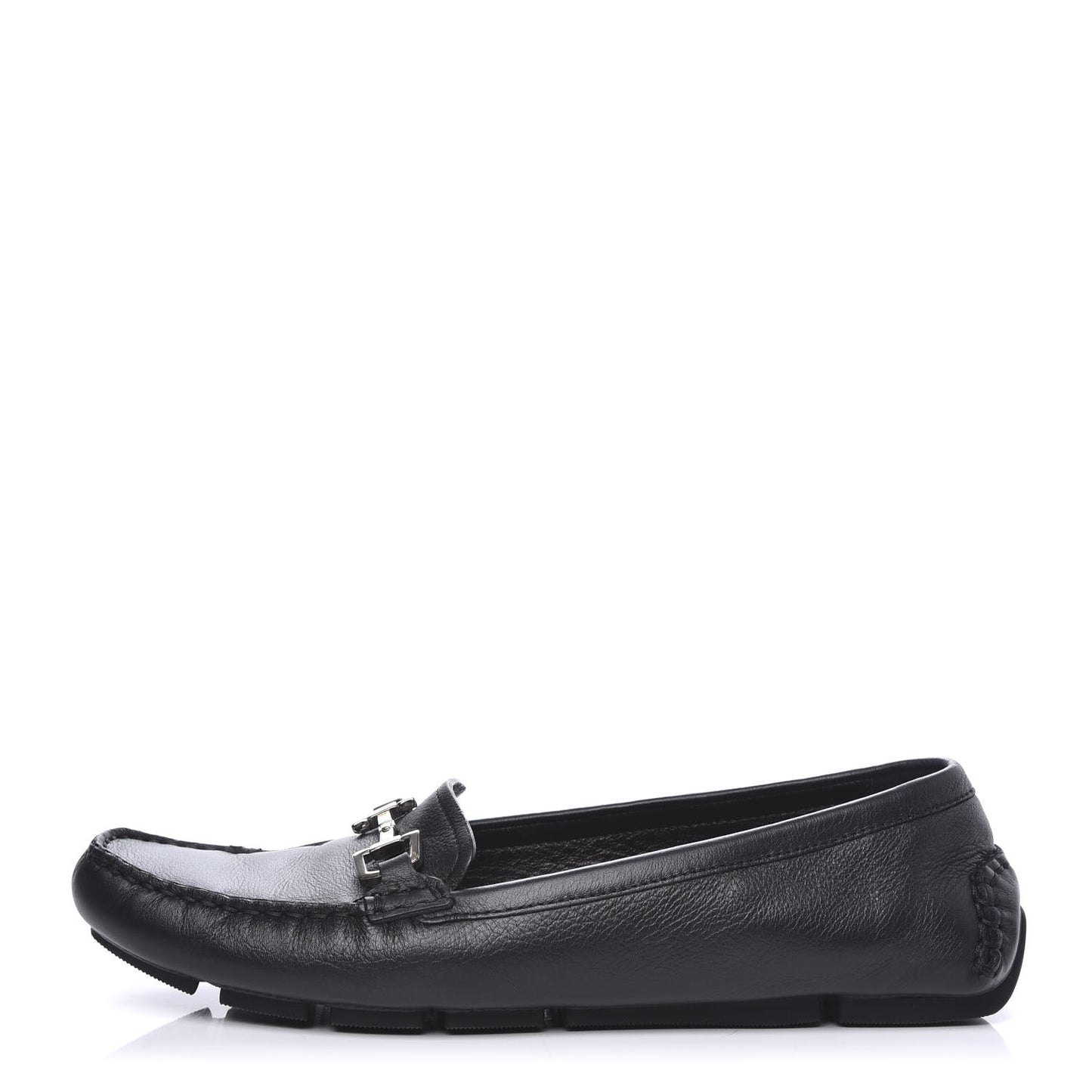 Calfskin Womens Driver Loafers 38 Black