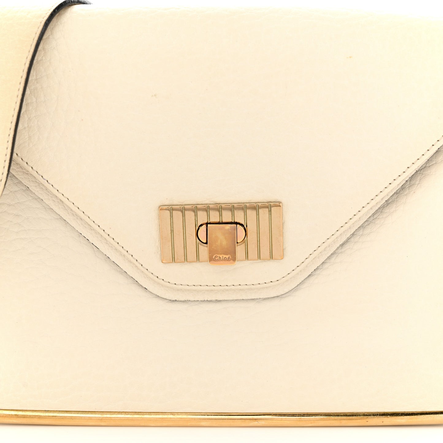 Grained Calfskin Medium Sally Flap Bag Cream