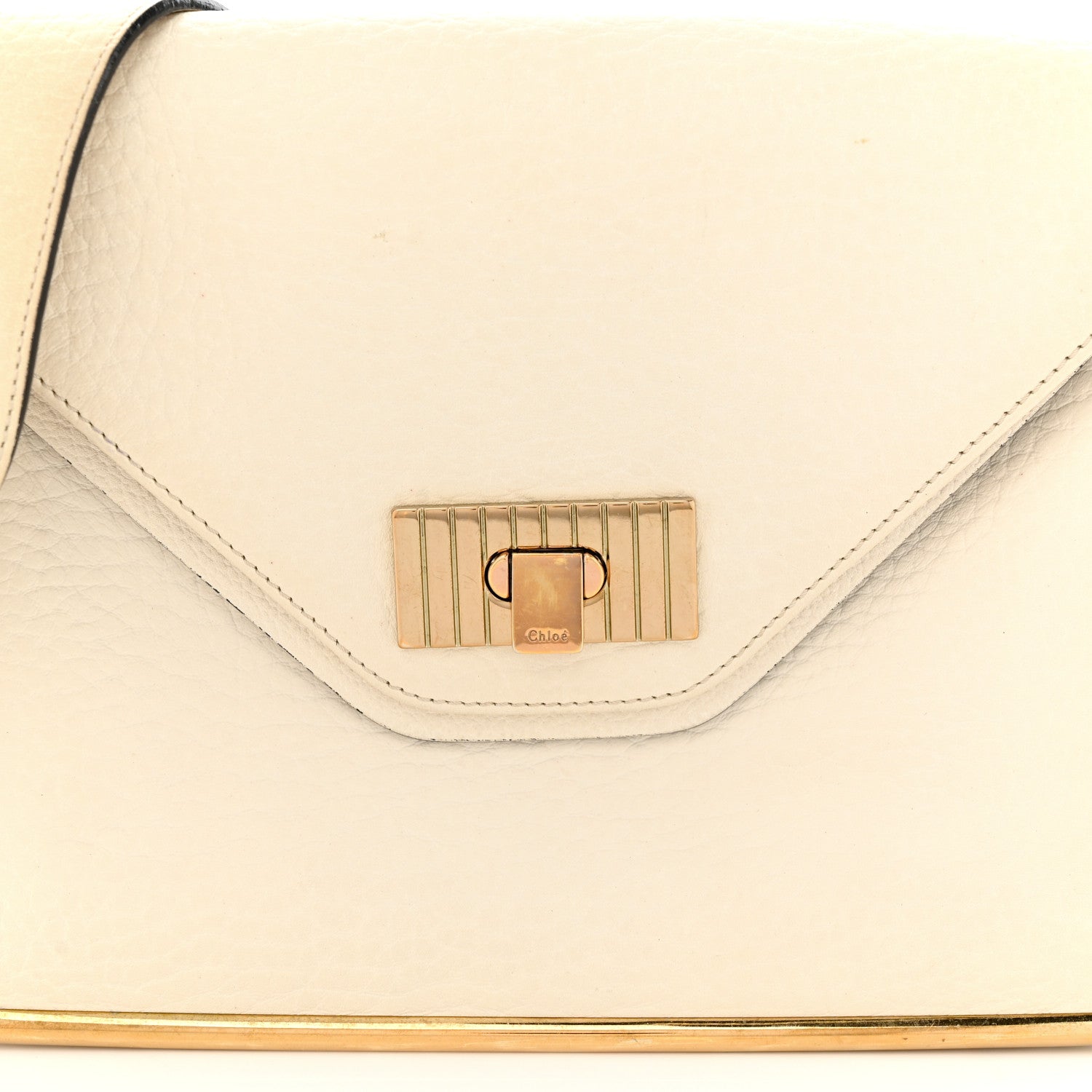 Chloe Grained Calfskin Medium Sally Flap Bag Cream 8 of 14
