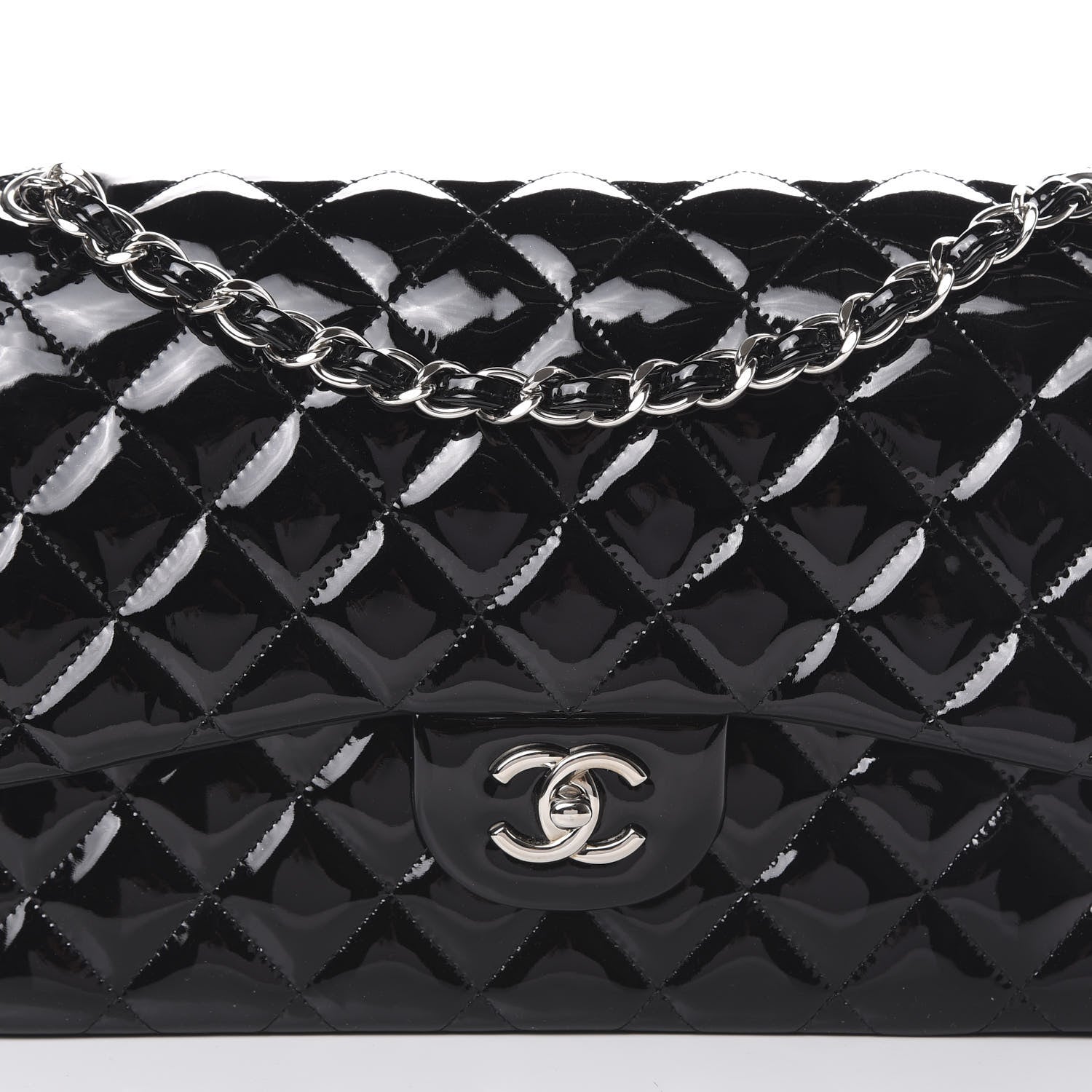Chanel Patent Quilted Jumbo Double Flap Black 7 of 16