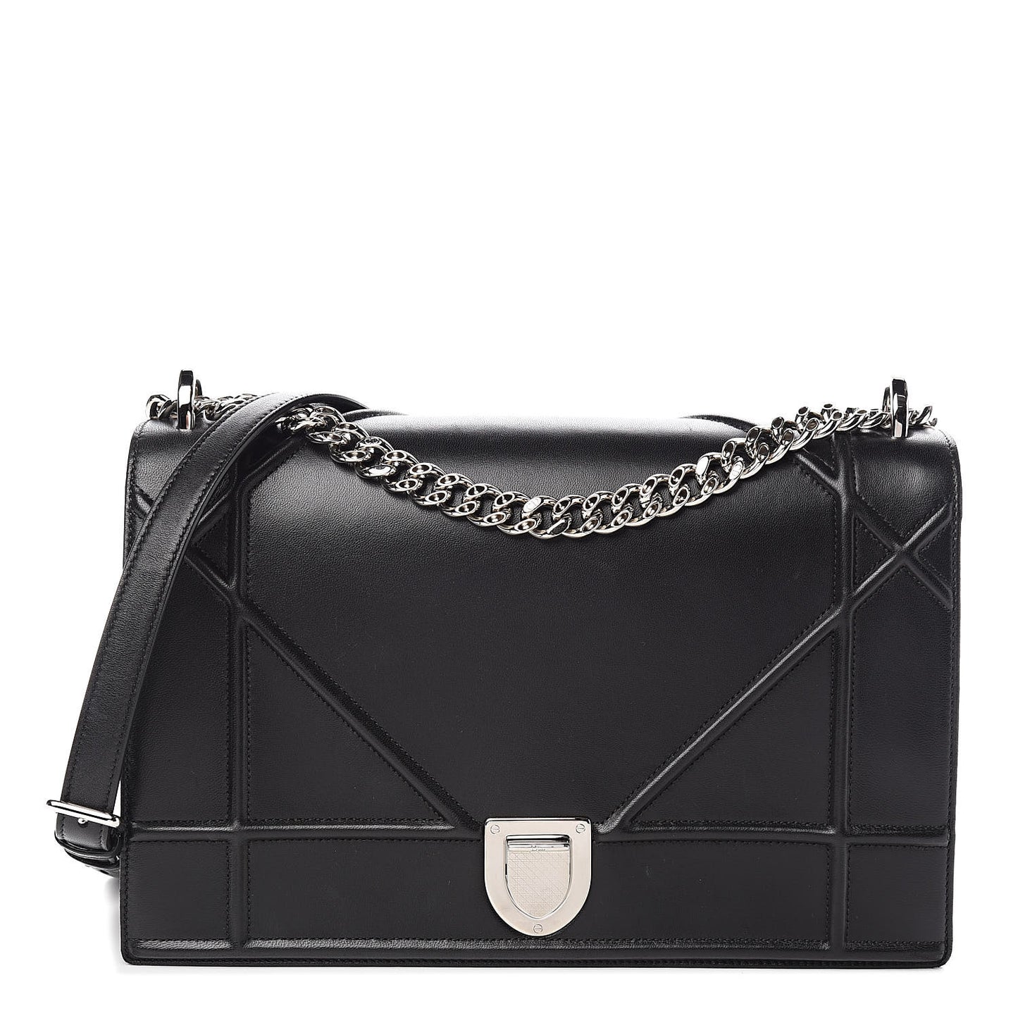 Lambskin Large Diorama Flap Bag Black