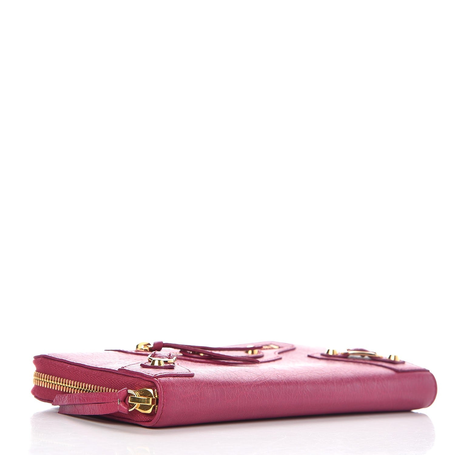 Balenciaga Agneau Classic Gold Hardware Continental Zip Around Wallet Rose Dahlia 16 of 18
