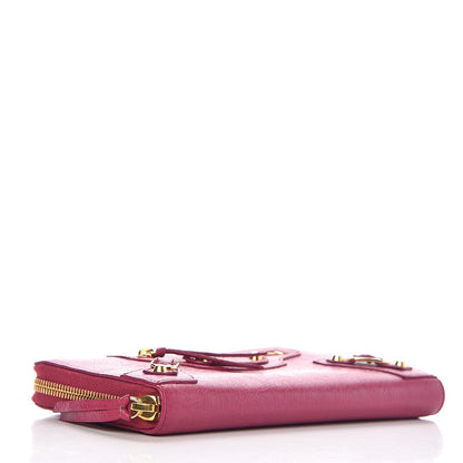 Balenciaga Agneau Classic Gold Hardware Continental Zip Around Wallet Rose Dahlia 16 of 18