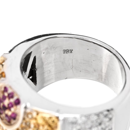 Parker & West by FASHIONPHILE 18K White Gold Diamond .85ctw Pink Yellow Sapphire Floral Ring 53 6.25 8 of 8