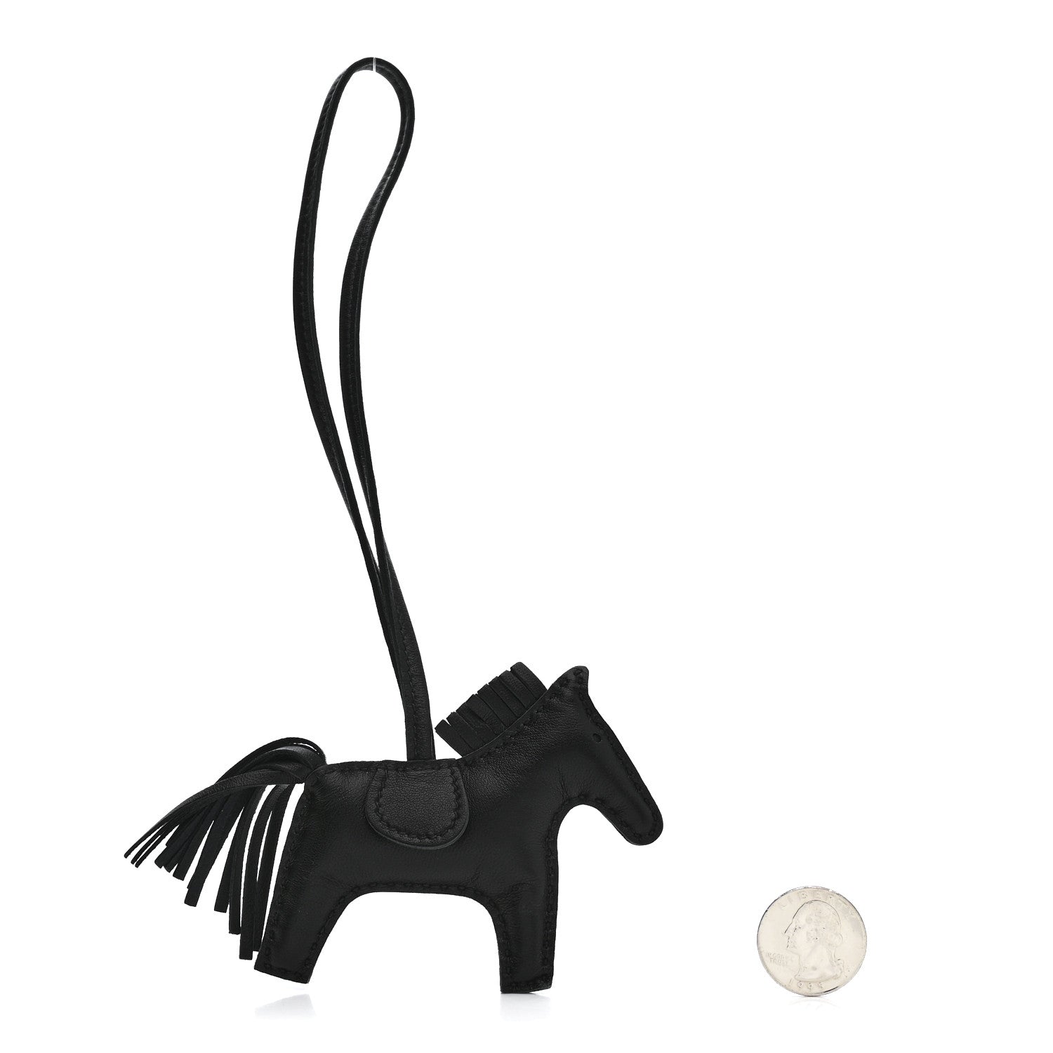Hermes Milo Lambskin Grigri Rodeo Horse Bag Charm PM So Black 2 of 4