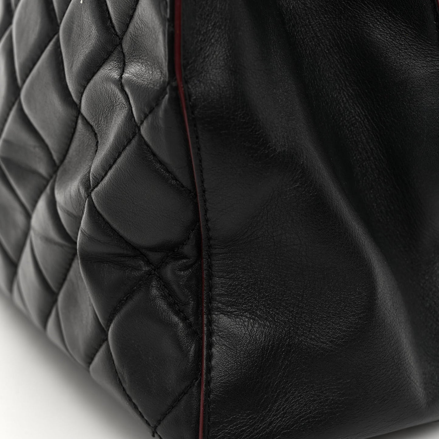 Calfskin Quilted Perfect Edge Tote Black