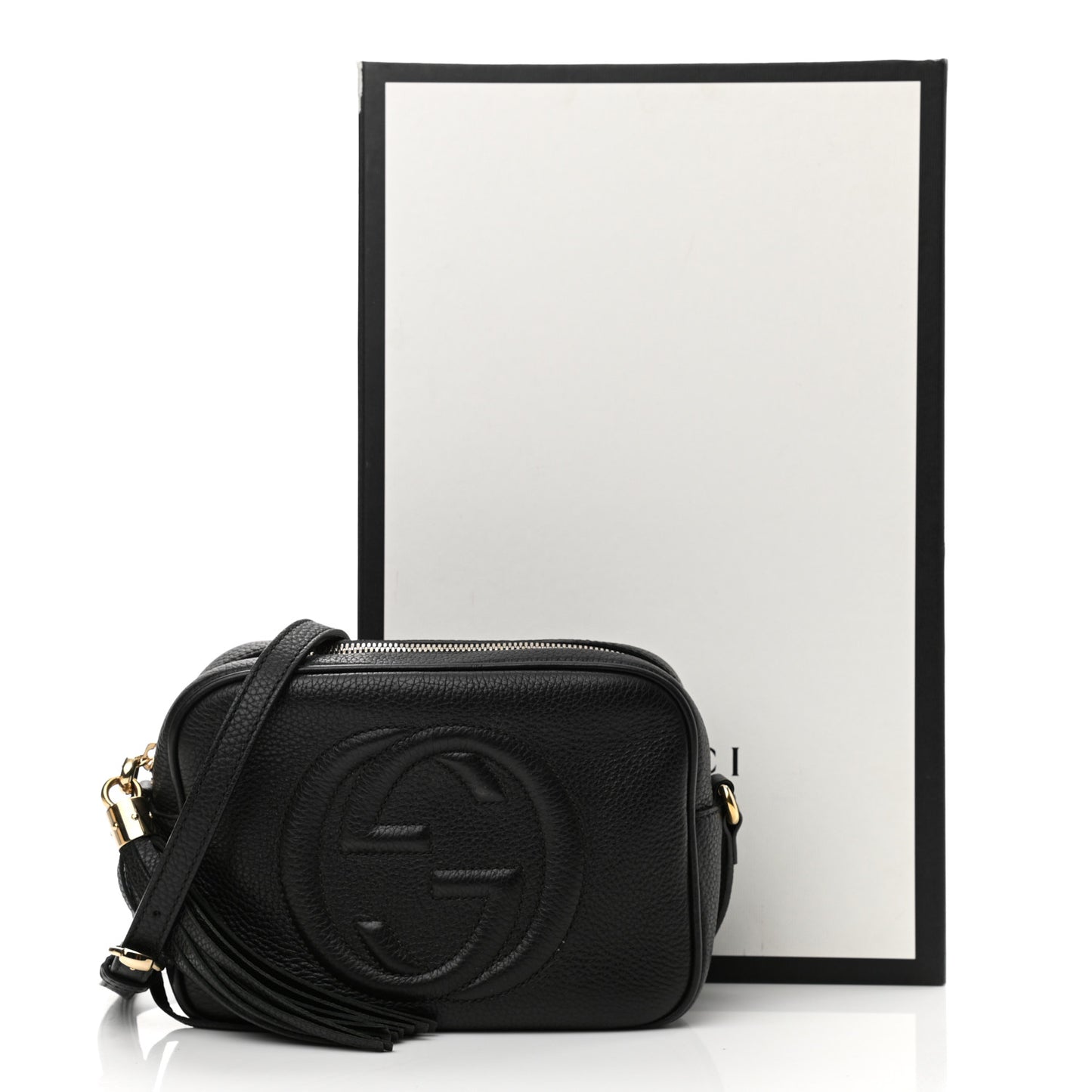 Pebbled Calfskin Small Soho Disco Bag Black