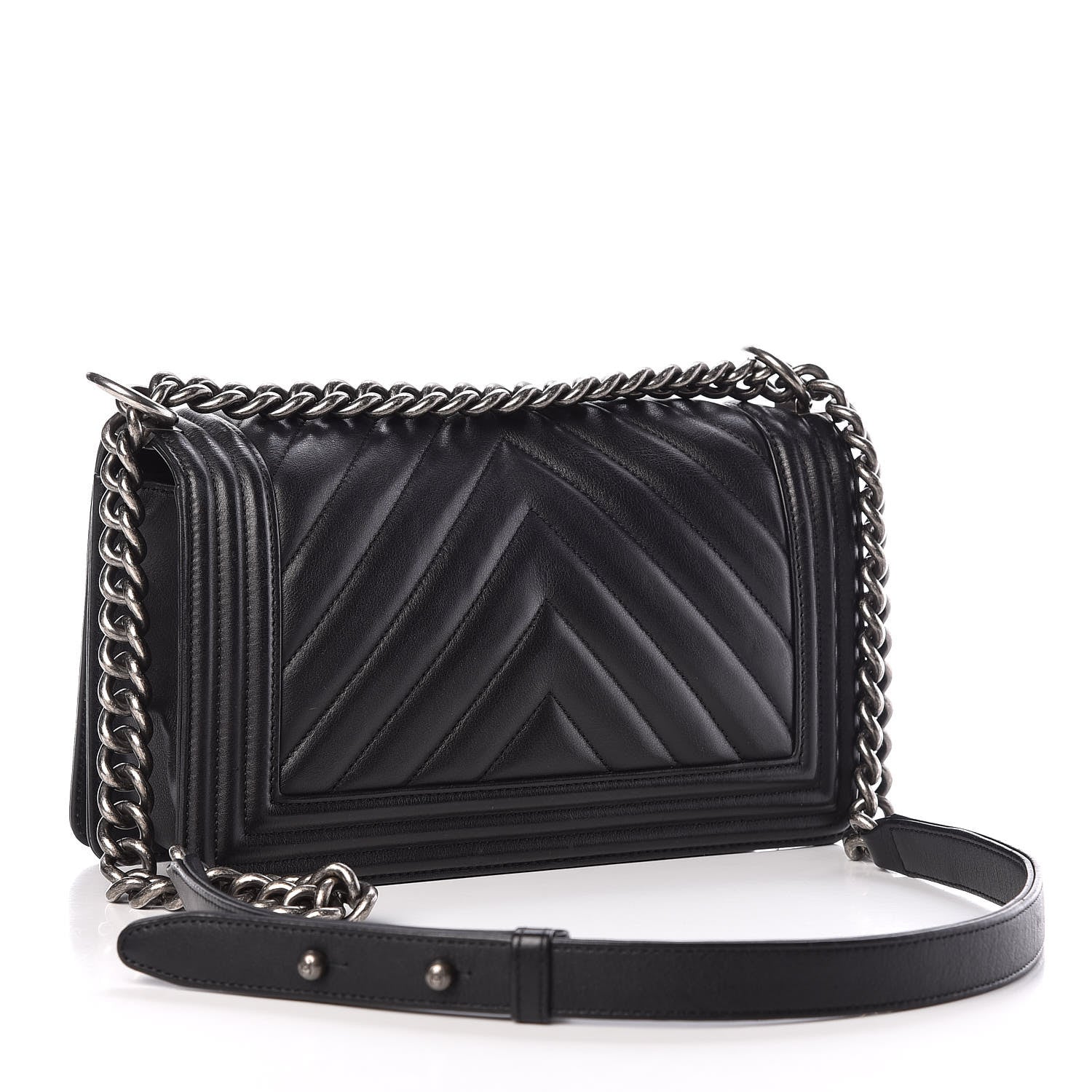 Chanel Calfskin Chevron Quilted Medium Boy Flap Black 3 of 13