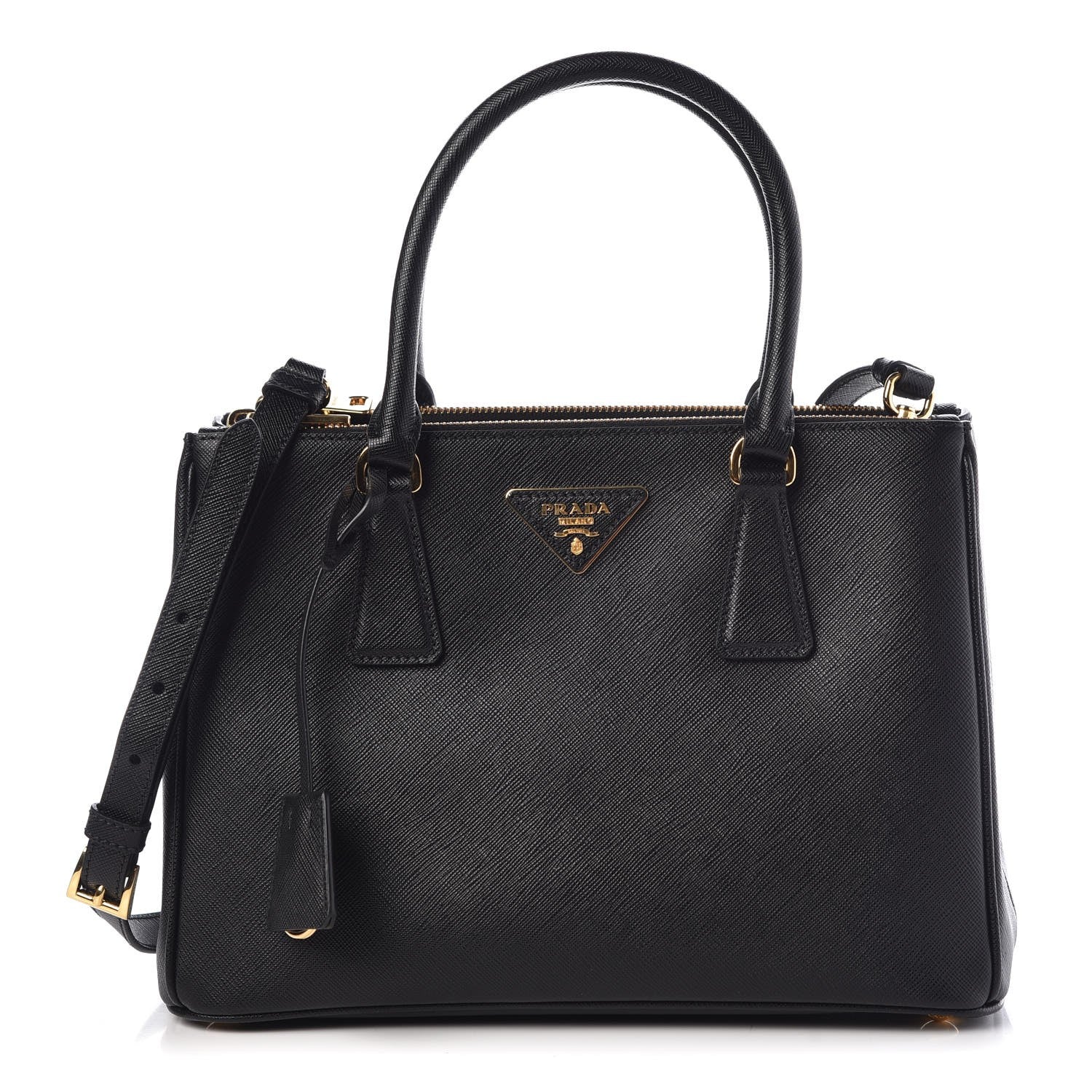 Prada Saffiano Small Galleria Double Zip Tote Black 1 of 8
