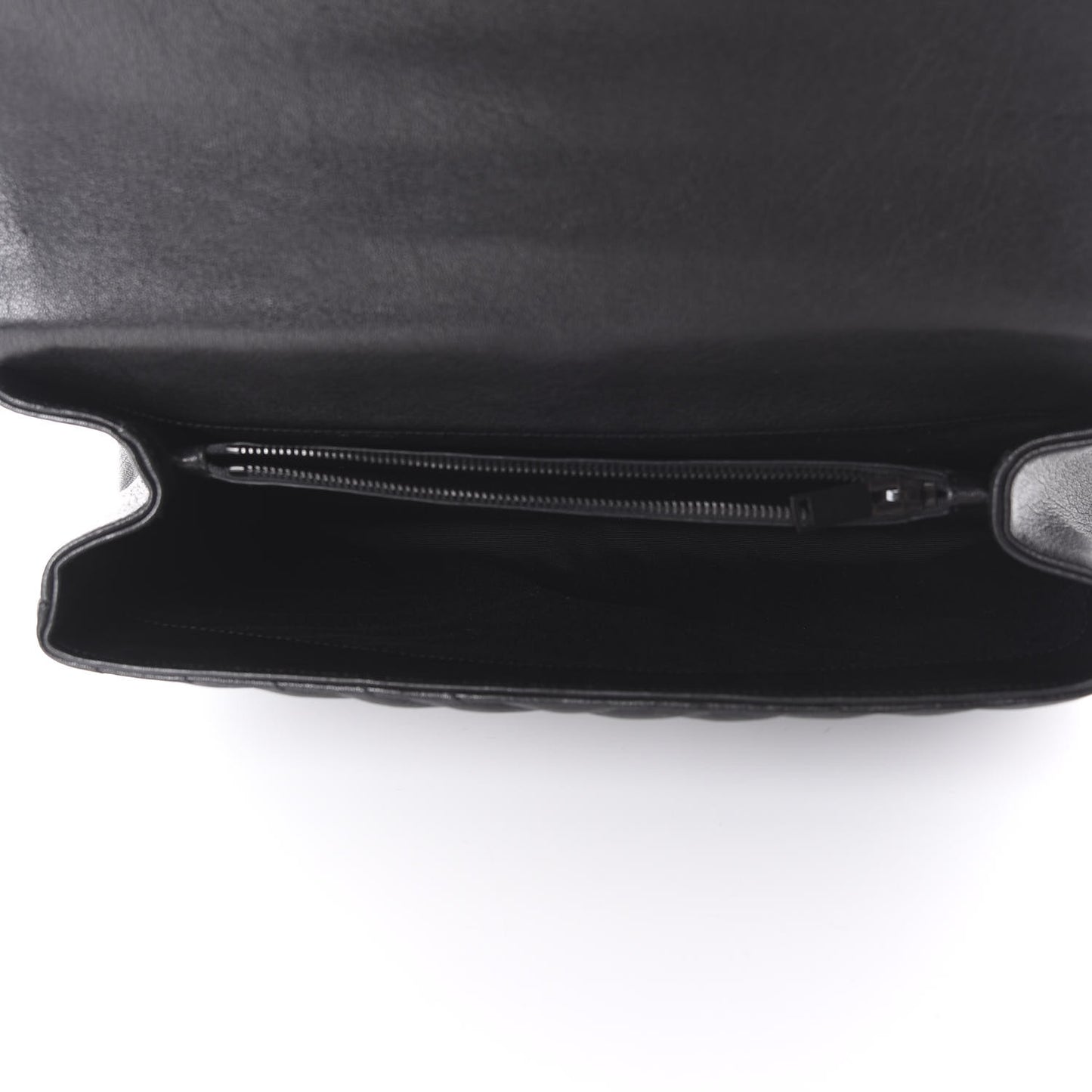 Sheepskin Matelasse Chevron Monogram Monochrome Large College Satchel Black