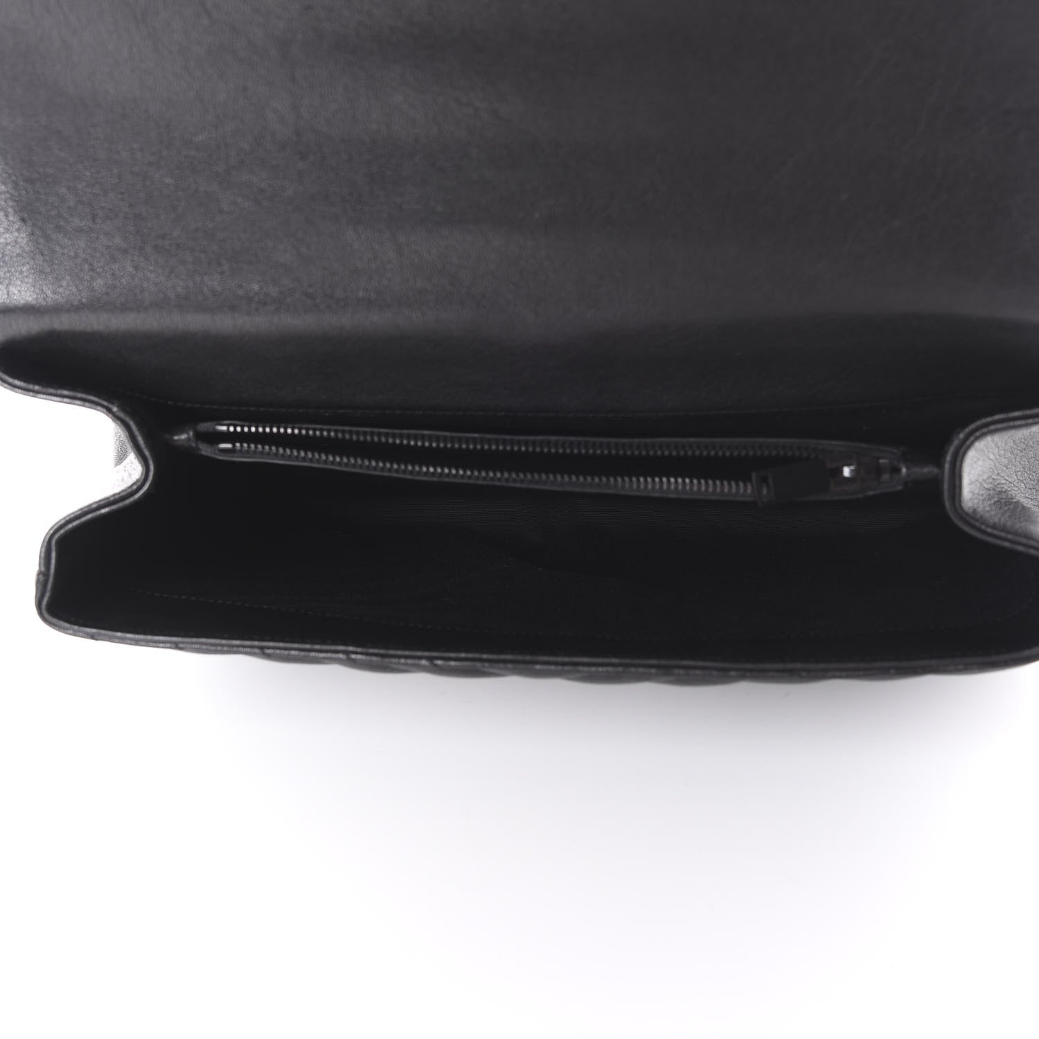 Saint Laurent Sheepskin Matelasse Chevron Monogram Monochrome Large College Satchel Black 4 of 8