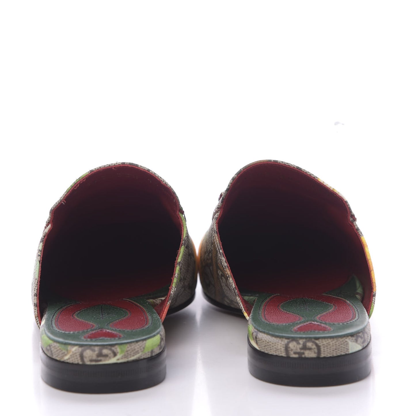 GG Supreme Monogram Tian Womens Princetown Slippers 38.5 Beige Ebony Multicolor