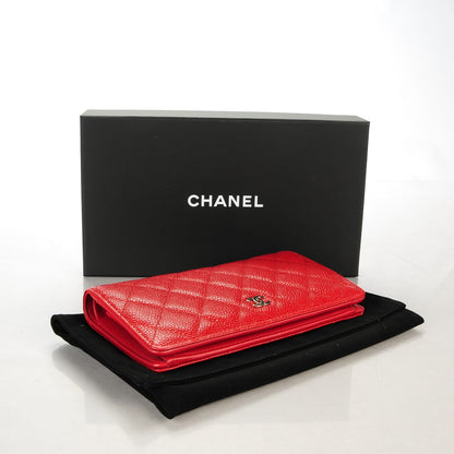 Chanel Caviar Quilted Yen Wallet Red 4 of 9