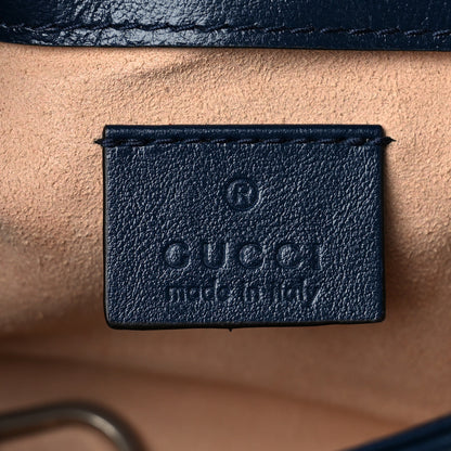 Gucci Vintage Effect Calfskin Matelasse Diagonal Super Mini Torchon GG Marmont Shoulder Bag Blue Agata Mystic White 6 of 9
