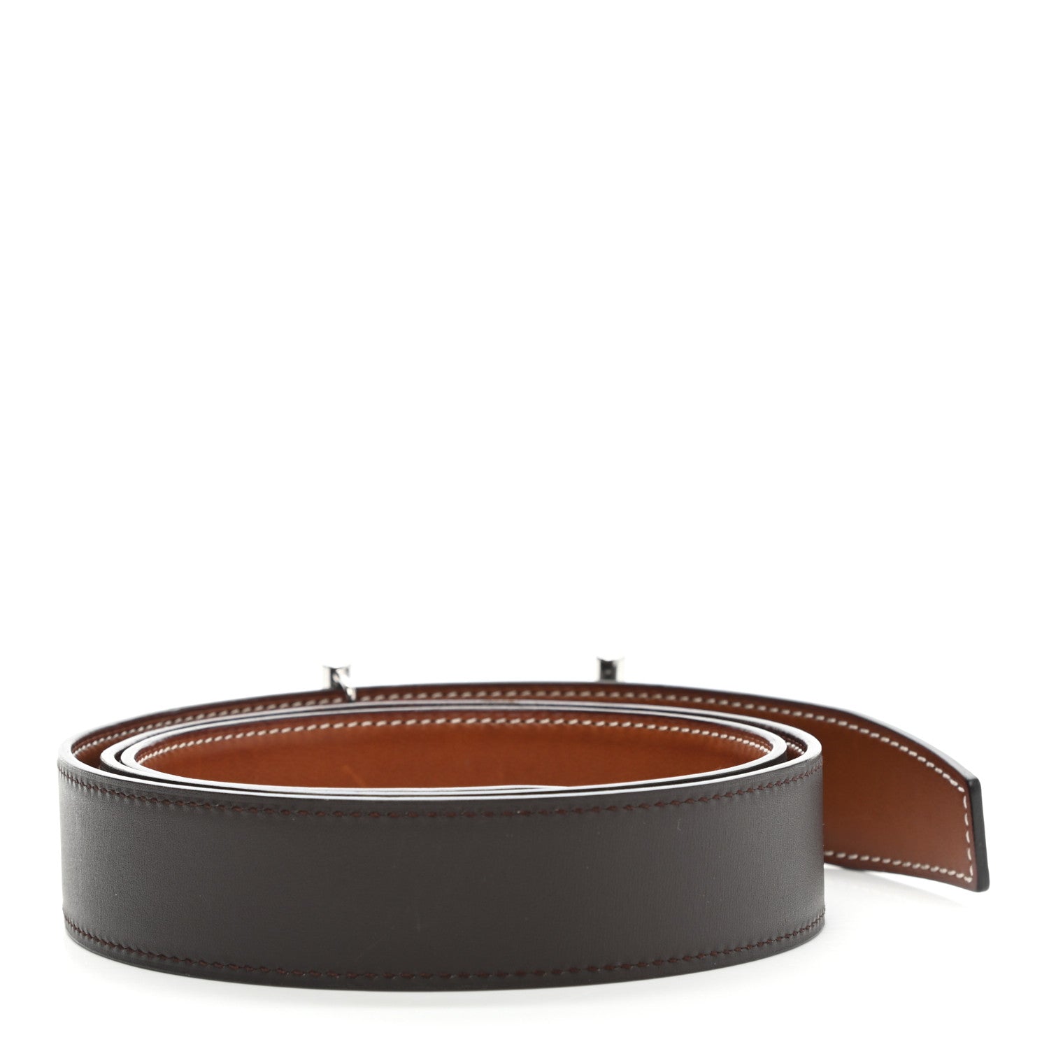 Hermes Box Barenia 32mm H d'Ancre Belt 95 38 Chocolate Fauve 2 of 6