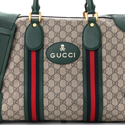 Gucci Soft GG Supreme Monogram Neo VintageWeb Skull Medium Duffle Bag Beige New Acero Green 8 of 20