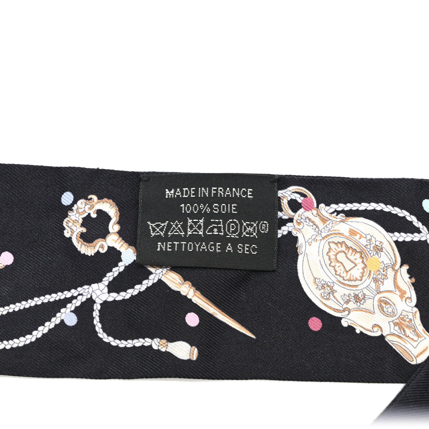 Hermes Silk Les Cles A Pois Twilly Black Beige Rose Multicolor 4 of 4