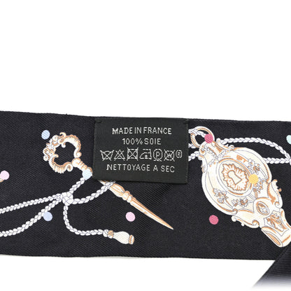 Hermes Silk Les Cles A Pois Twilly Black Beige Rose Multicolor 4 of 4